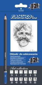 Zestaw ołówków Flamingo 12 sztuk w papierowym opakowaniu